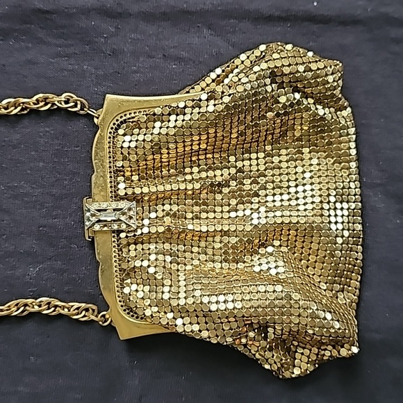Whiting & Davis Vintage Metal Mesh Evening Bag Mini Purse - Gold - Picture 5 of 7